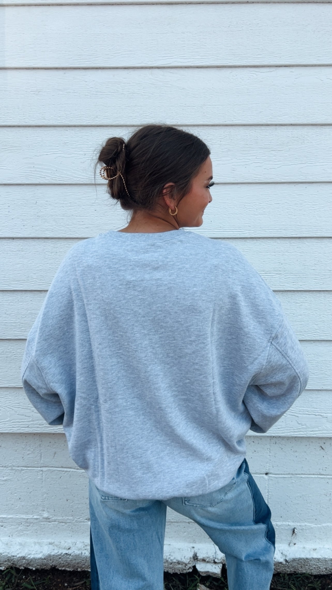 Ribbed Crew Neck Sweatshirt