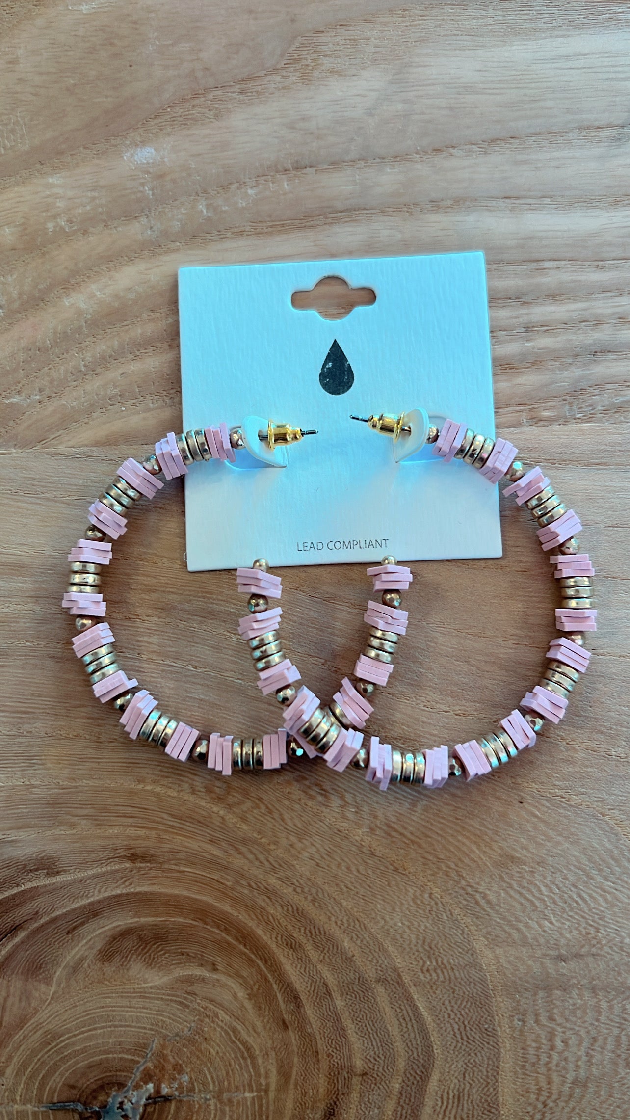 Pink/Gold Beaded Hoop