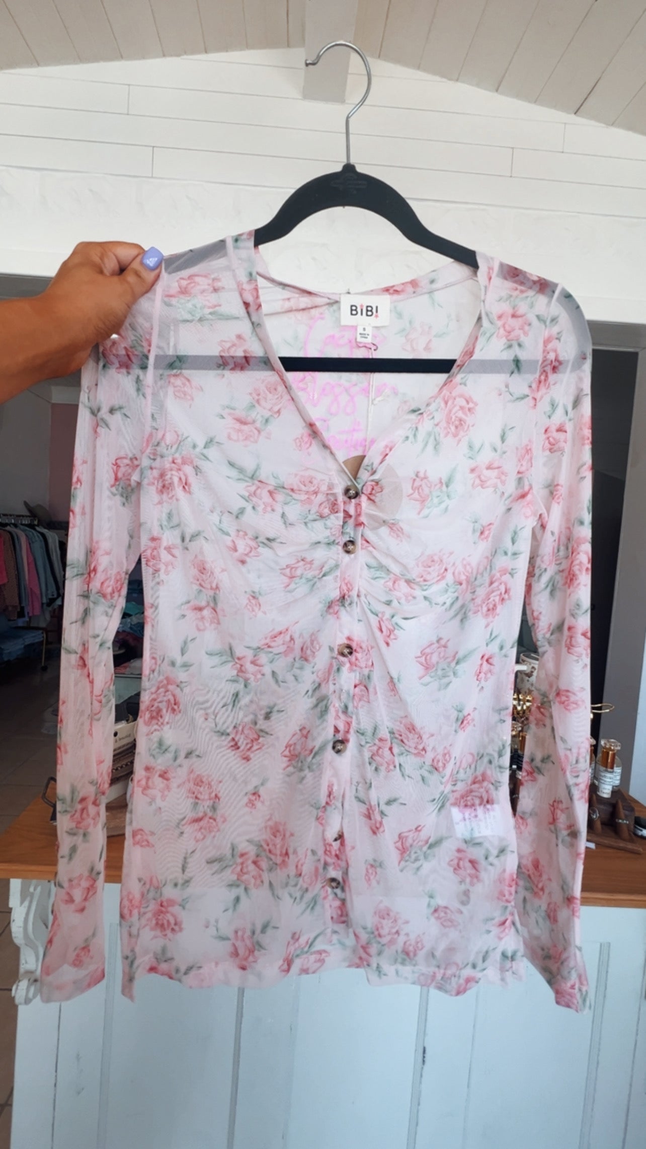 Floral Button Up Mesh Cardigan