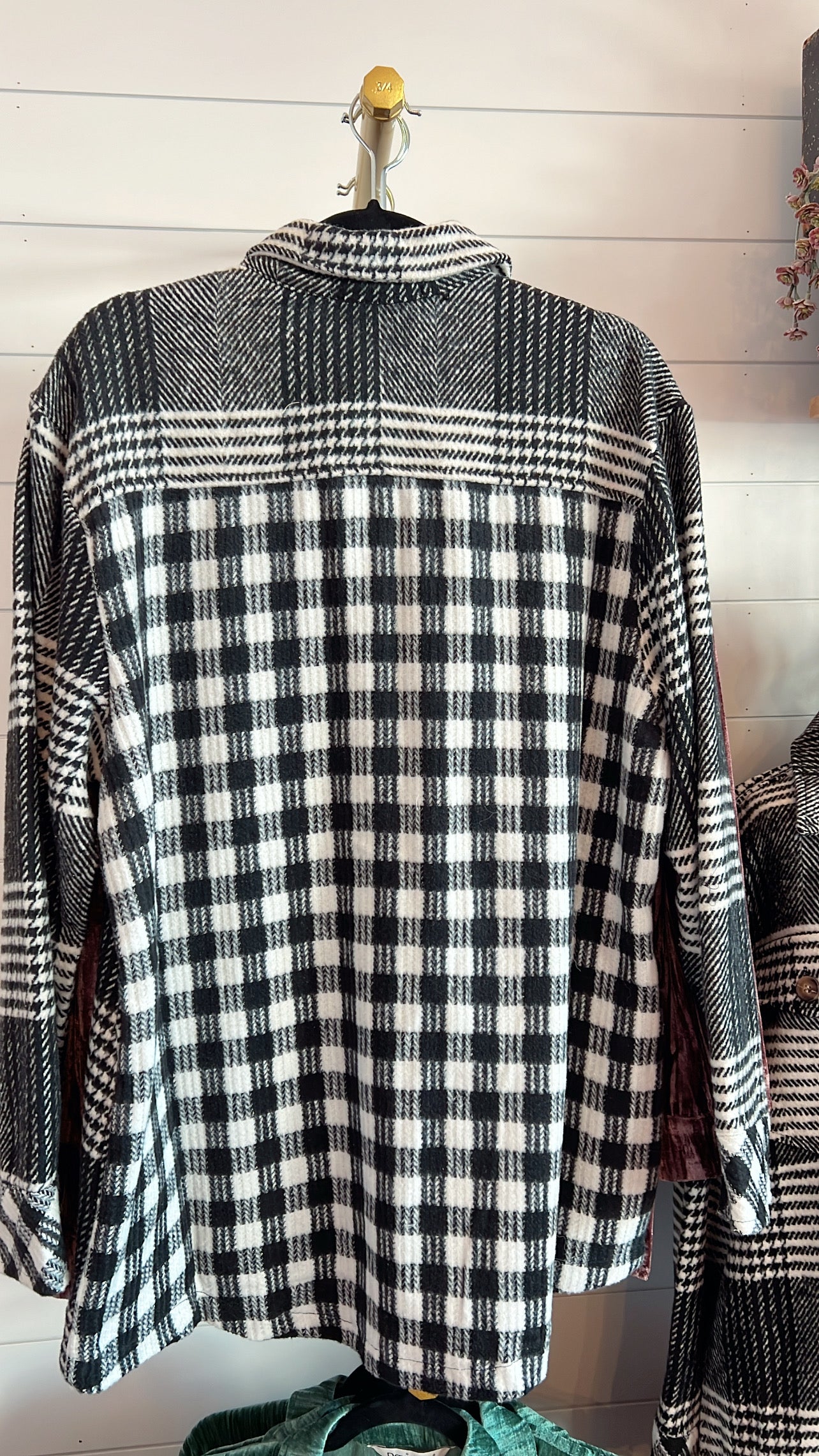 Wanna B Multi Color Black/White Plaid Shacket