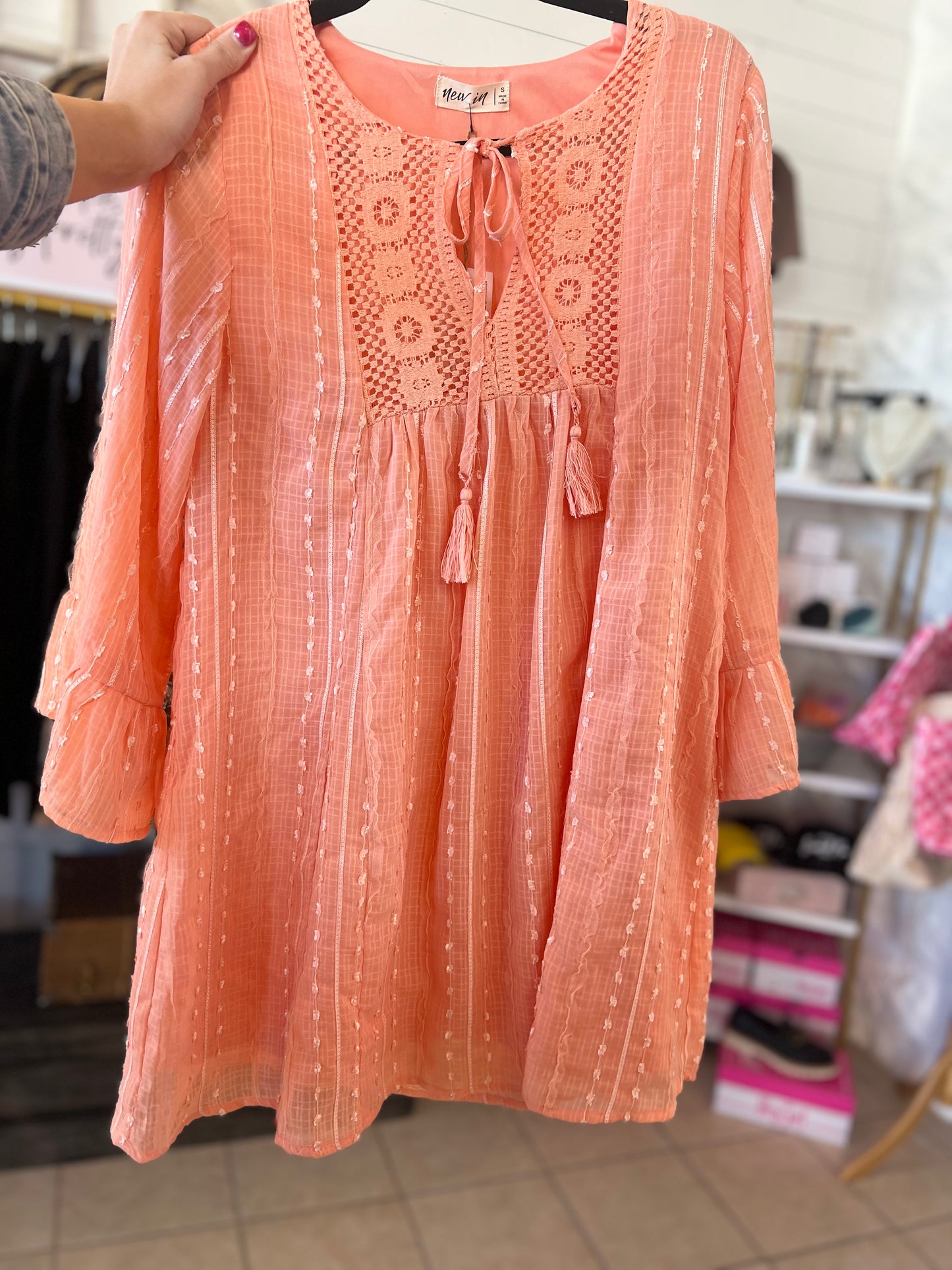 Very J Dots/Stripes Apricot Mini Dress