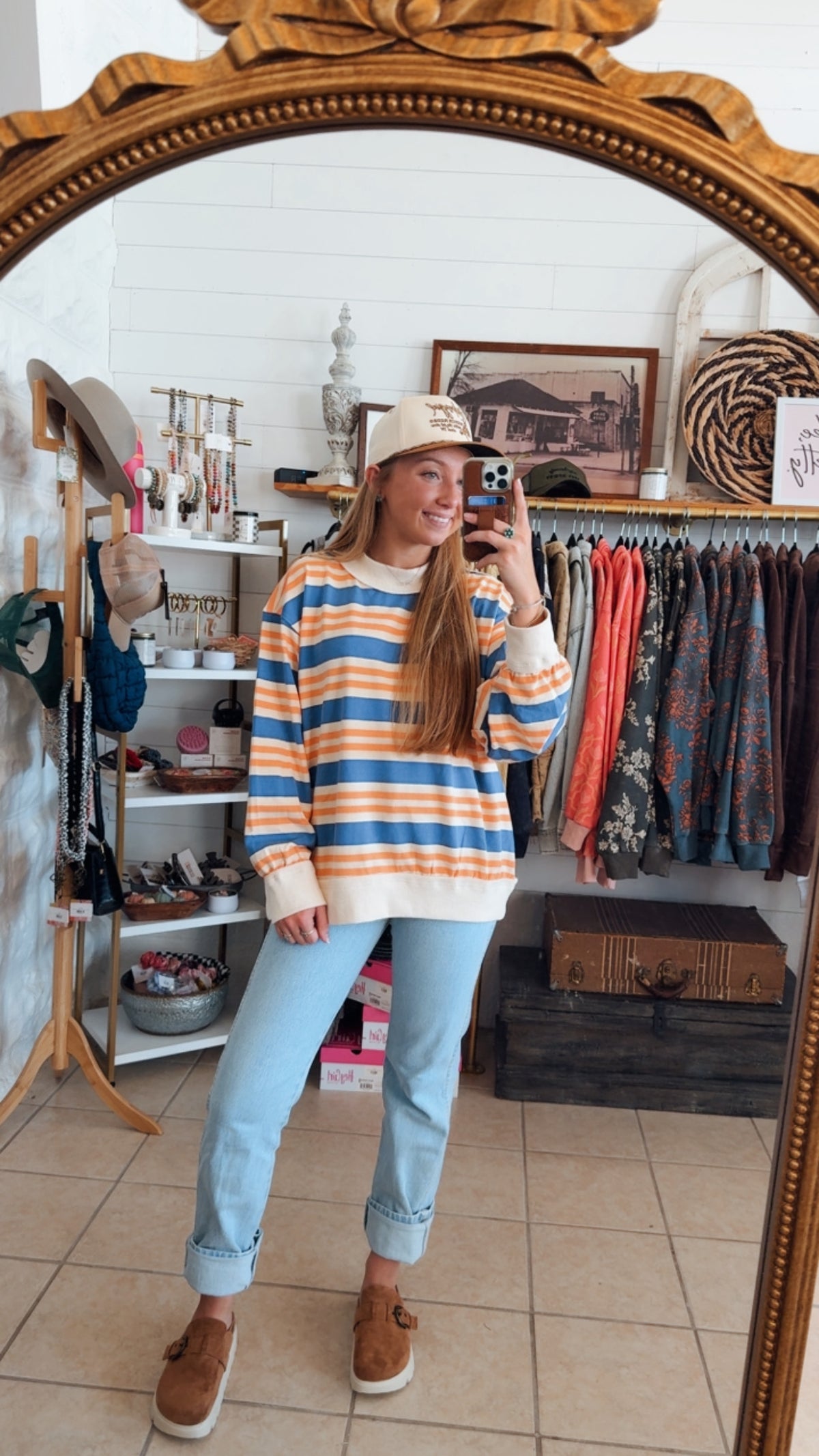 Oversized Terry Striped Sweatshirt