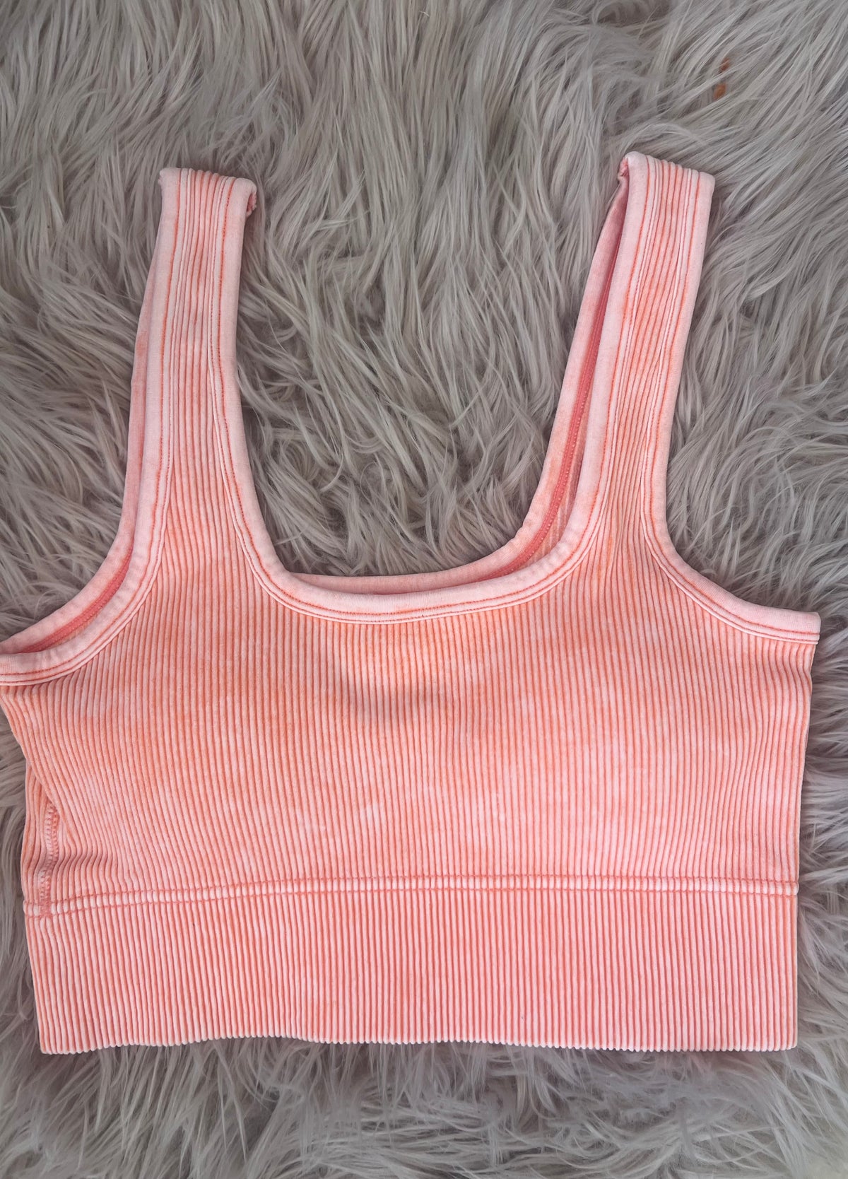Zenana Washed Ribbed Square Neck Bralette