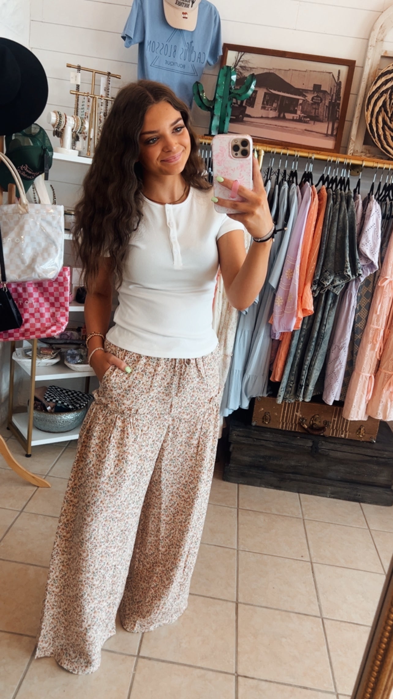 Ditsy Floral Crinkled Palazzo Pants