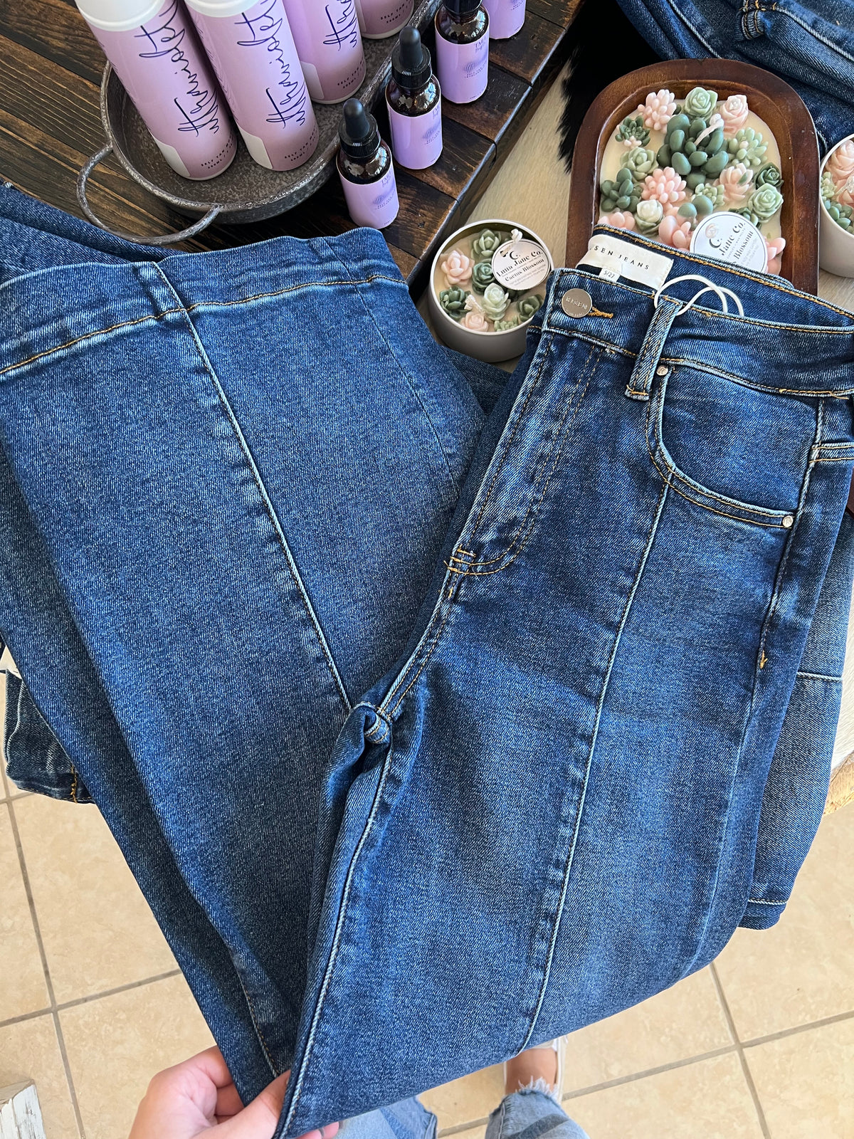 High Rise-Crop Wide Center Leg Seam Jean