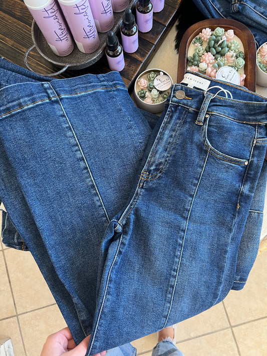 High Rise-Crop Wide Center Leg Seam Jean