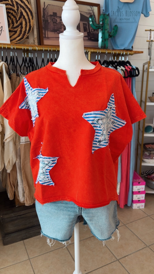 Star Patched Knit Top