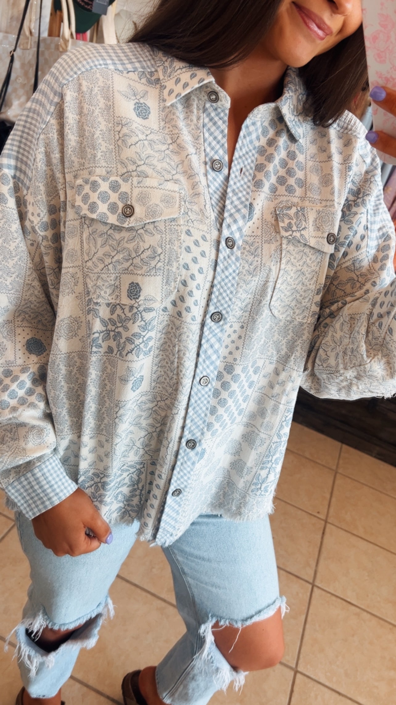 Bandana Mix Button Down Shirt