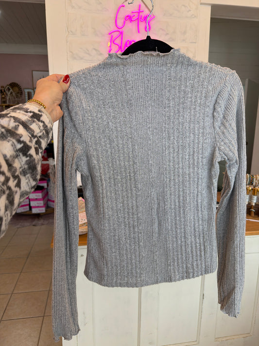 Mock Neck Ribbed Sweater