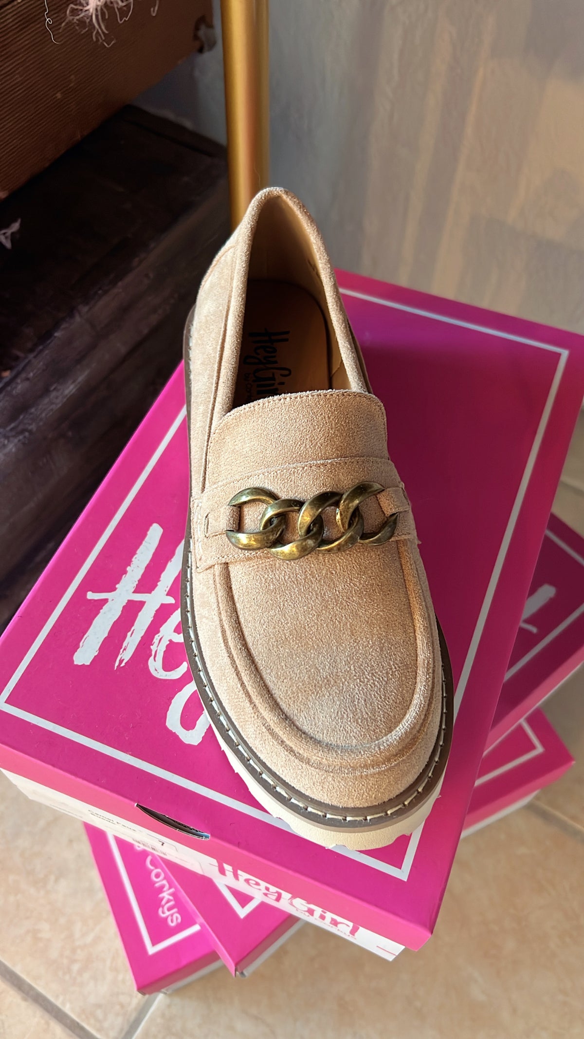 Corkys Hey Girl Literally Camel Faux Suede
