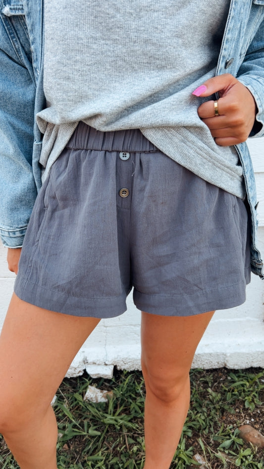 Washed Pull-On Boxer Shorts