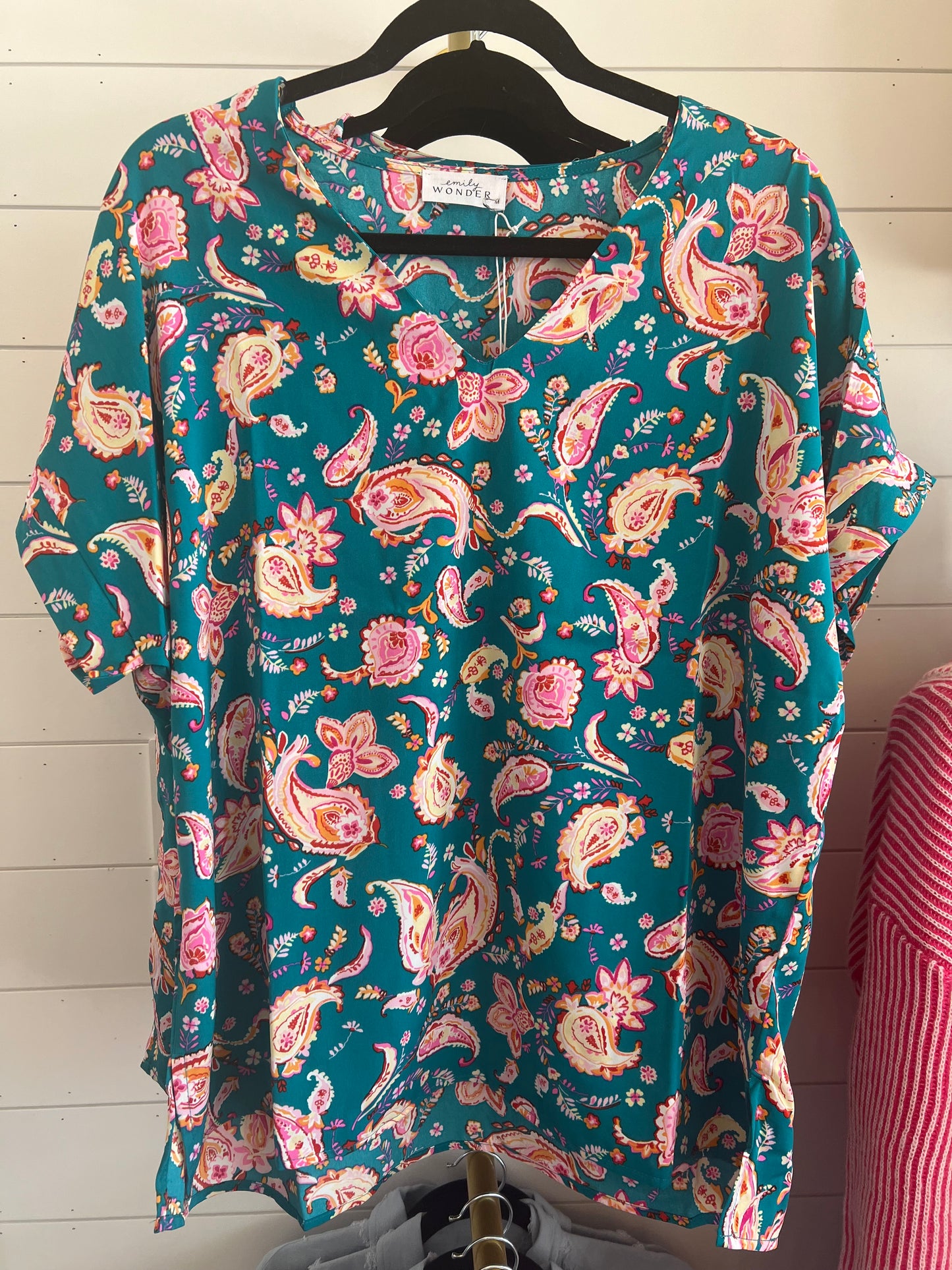 Andree by Unit Teal Paisley Blouse