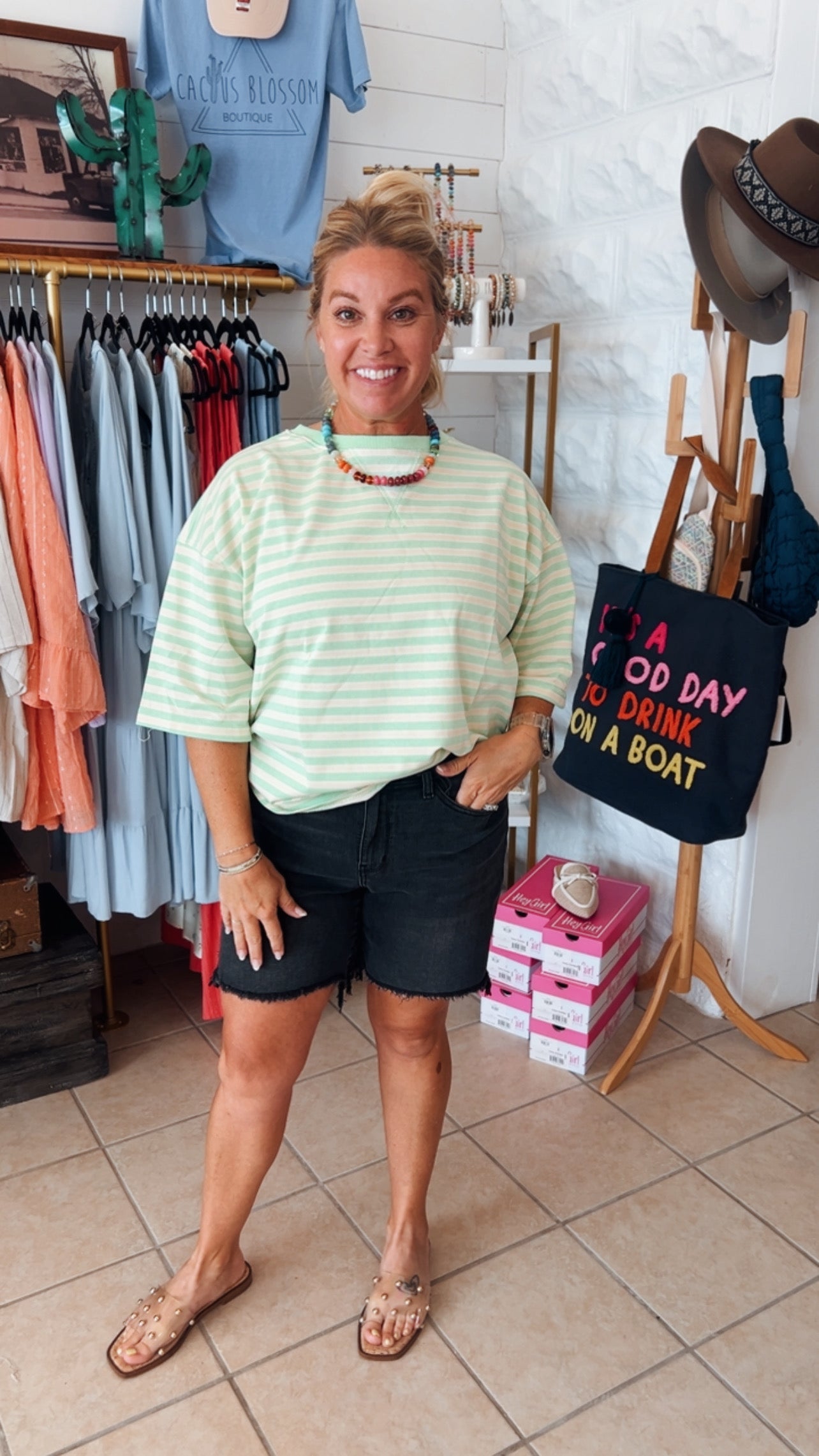 Striped Oversized Short Sleeve Top
