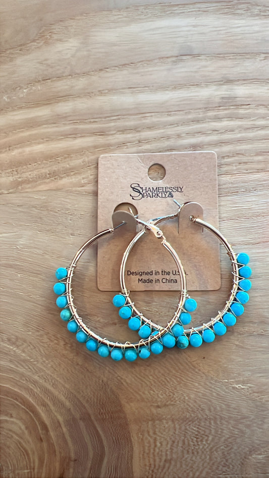 Stone Beaded Hoop Earring