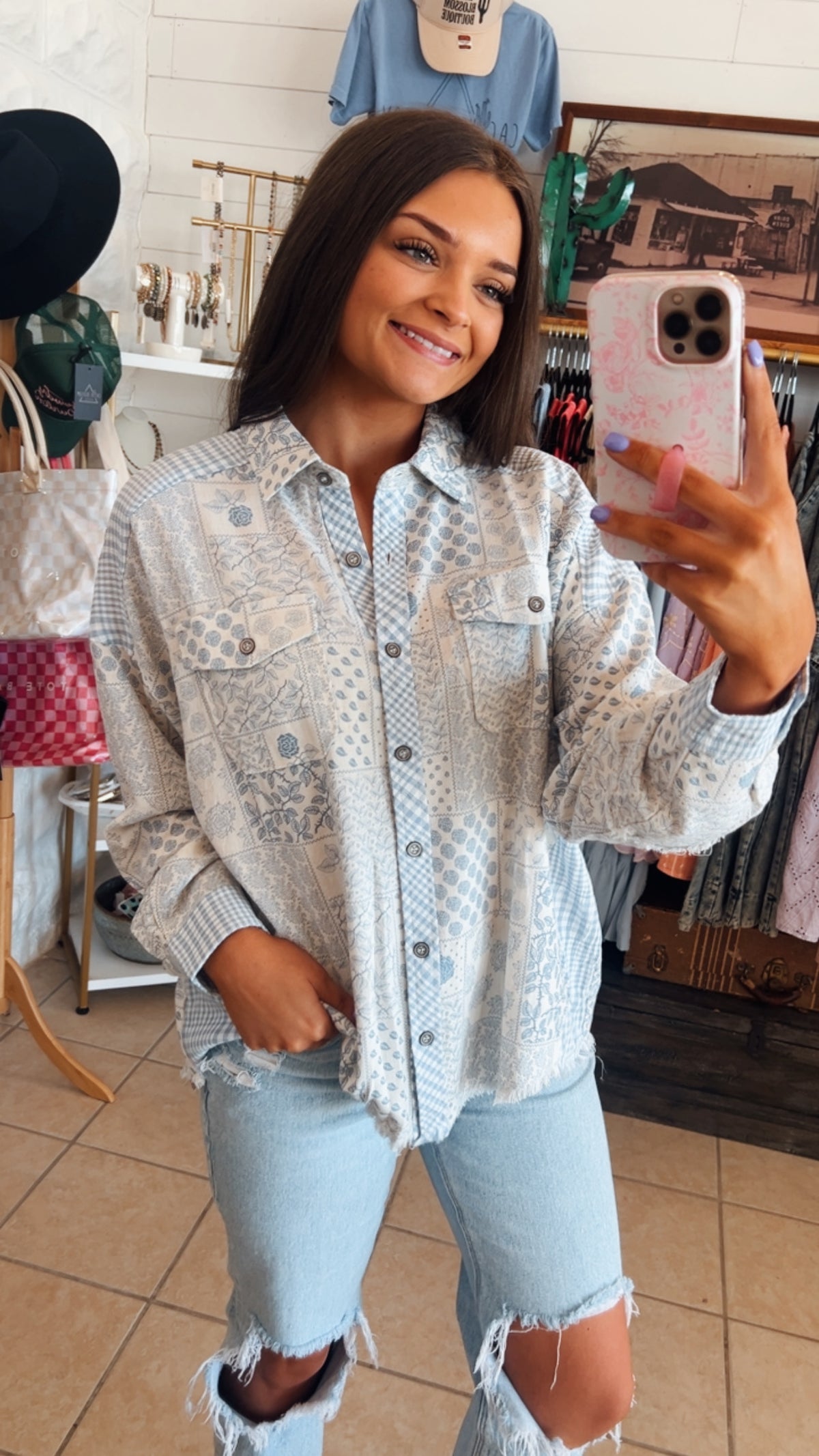 Bandana Mix Button Down Shirt