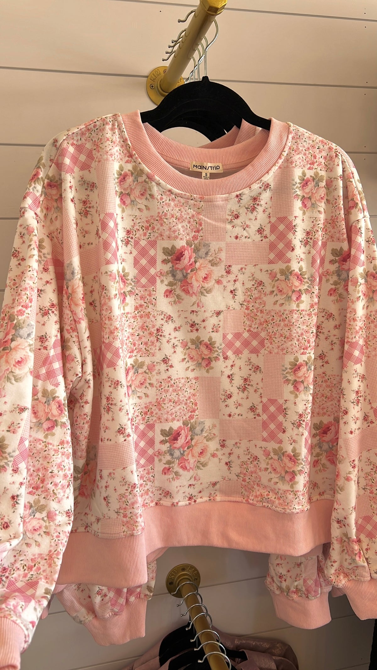 Oversized Patchwork Floral Crewneck