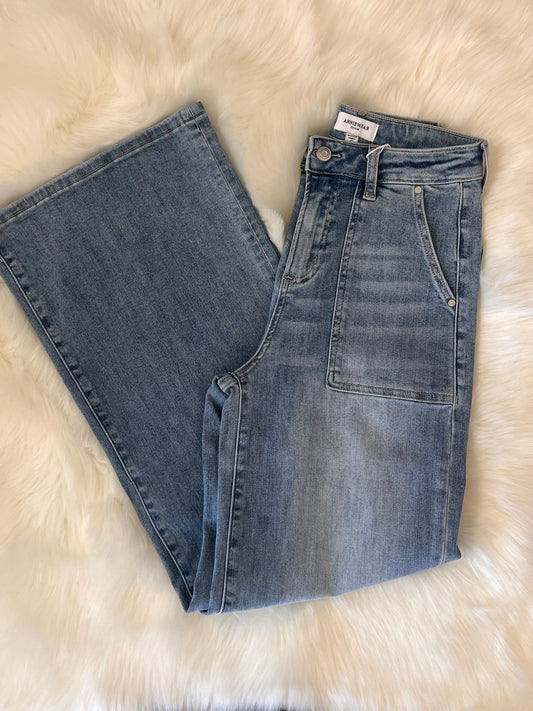 COMFORT STRETCH WIDE LEG CUFF JEANS