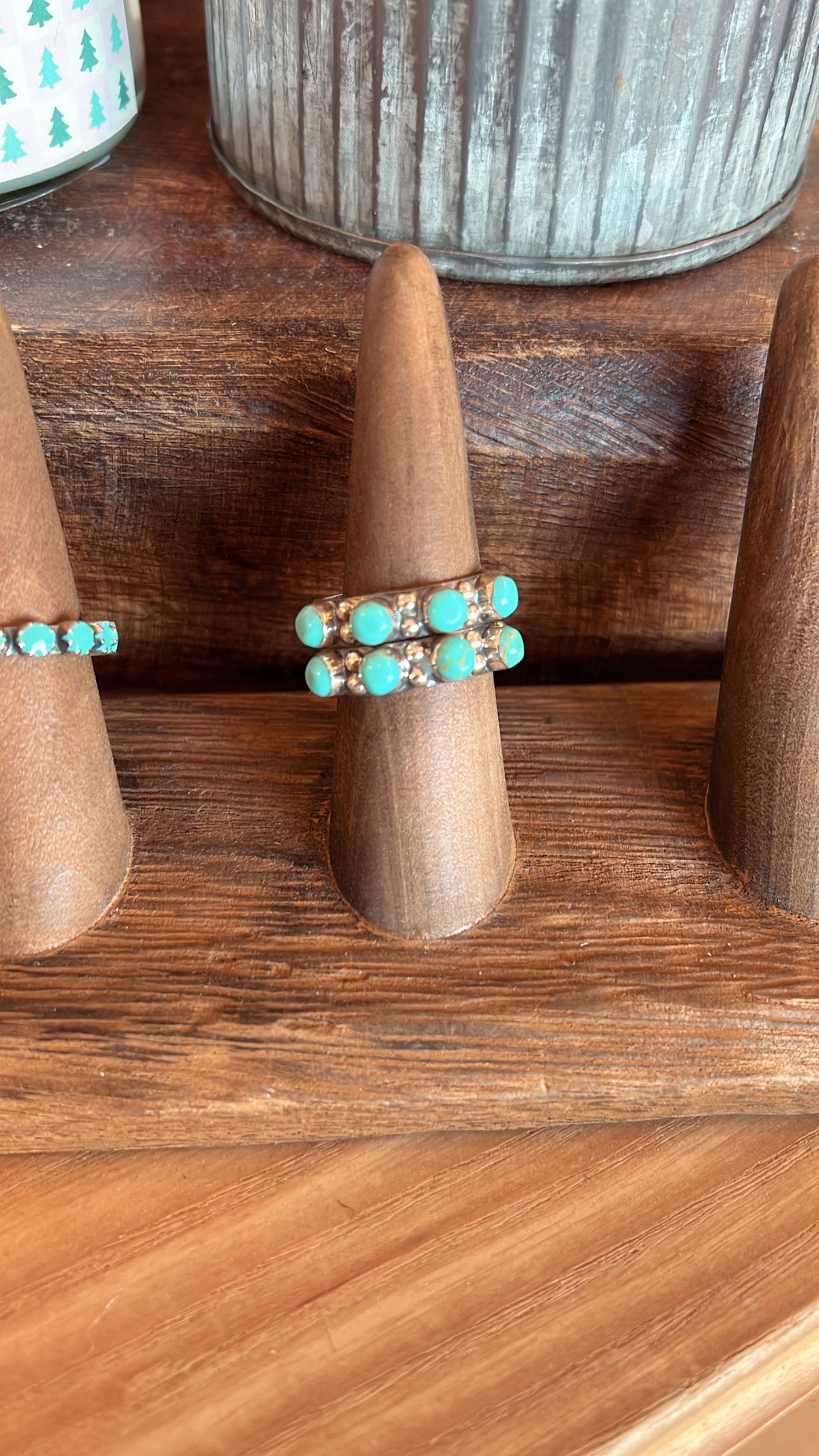 Sterling Silver 4 Circle Turquoise Ring