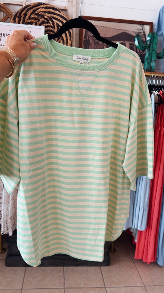 Striped Oversized Short Sleeve Top