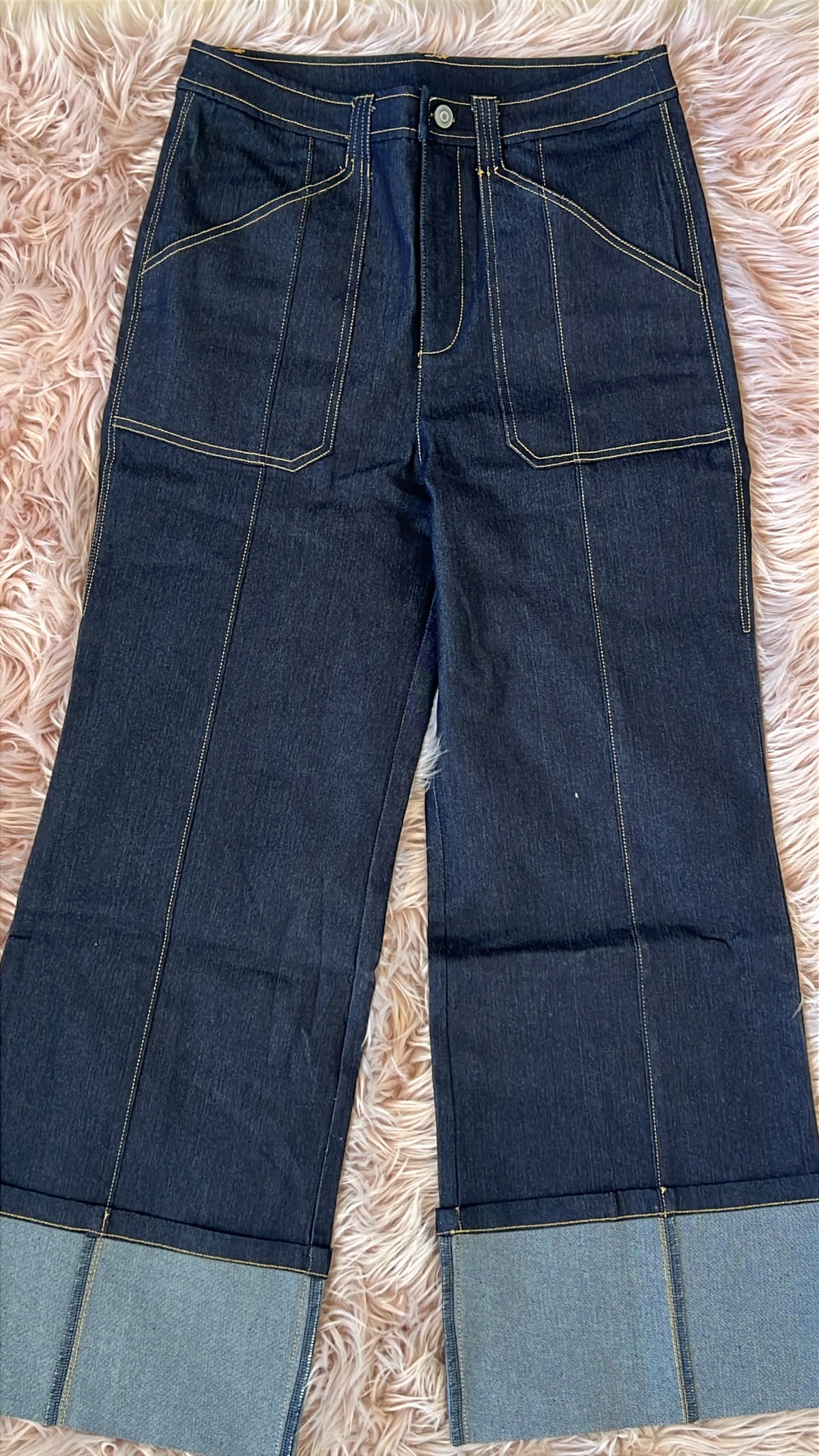 ee:some Cuff Detail Denim Pants