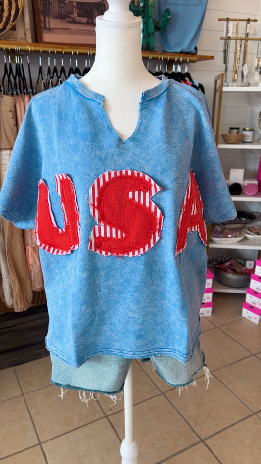 USA Patched Knit Top