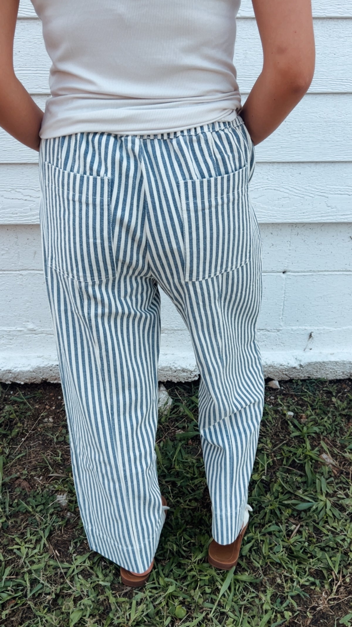 Striped Wide Leg Drawstring Pants