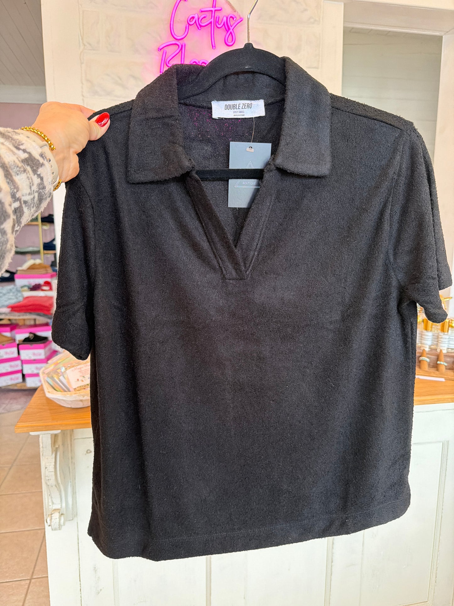 Collared Short Sleeve Top