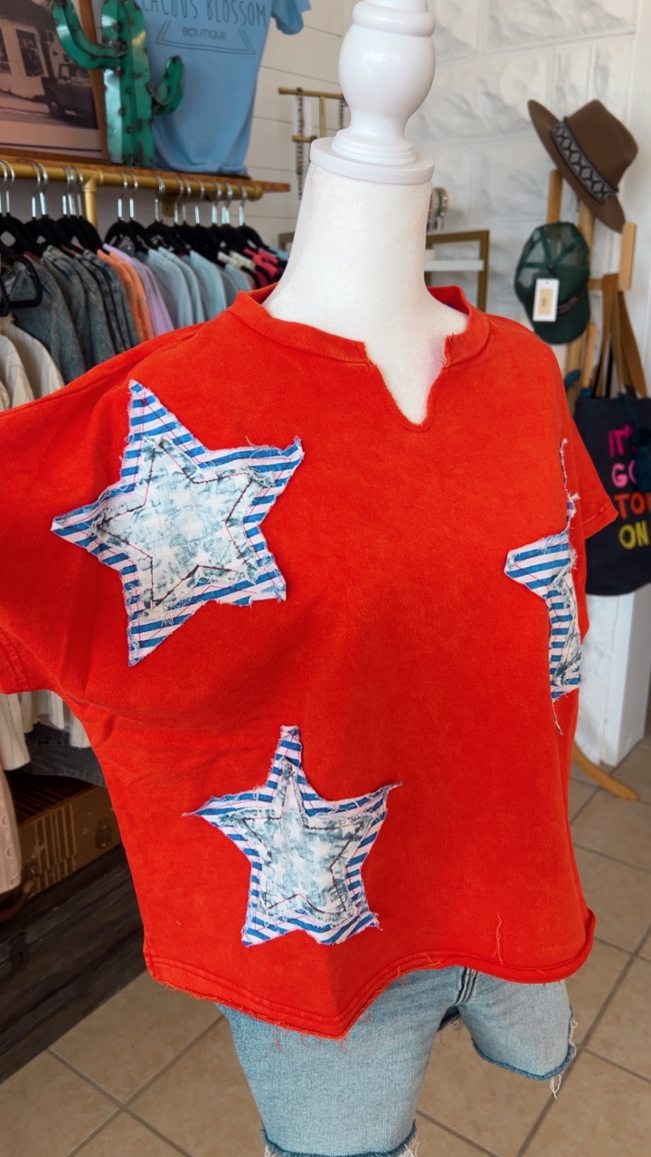 Star Patched Knit Top