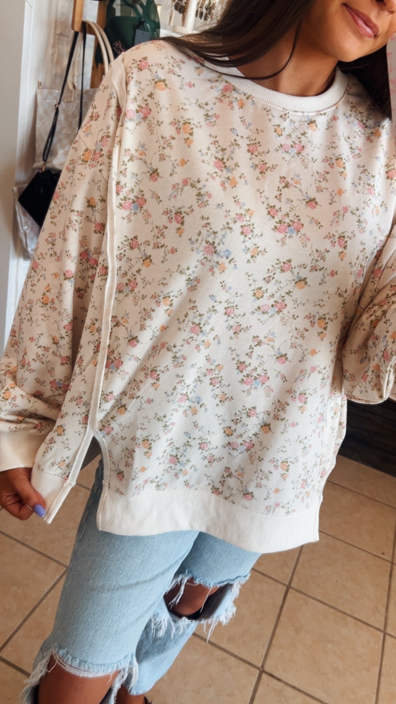 Floral Print Relaxed Sweatshirt