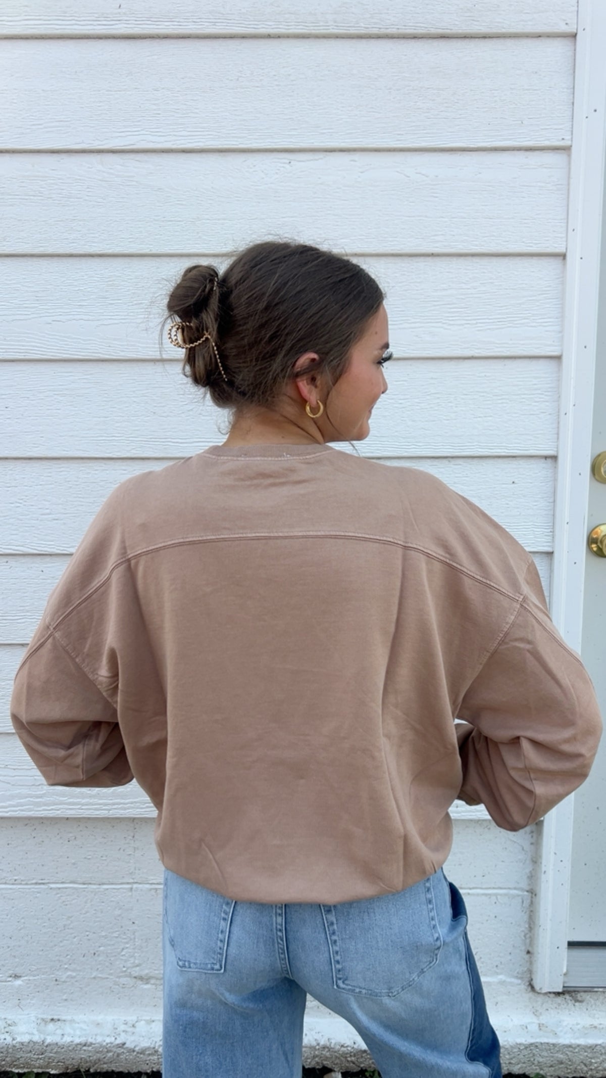 Ribbed Crew Neck Sweatshirt