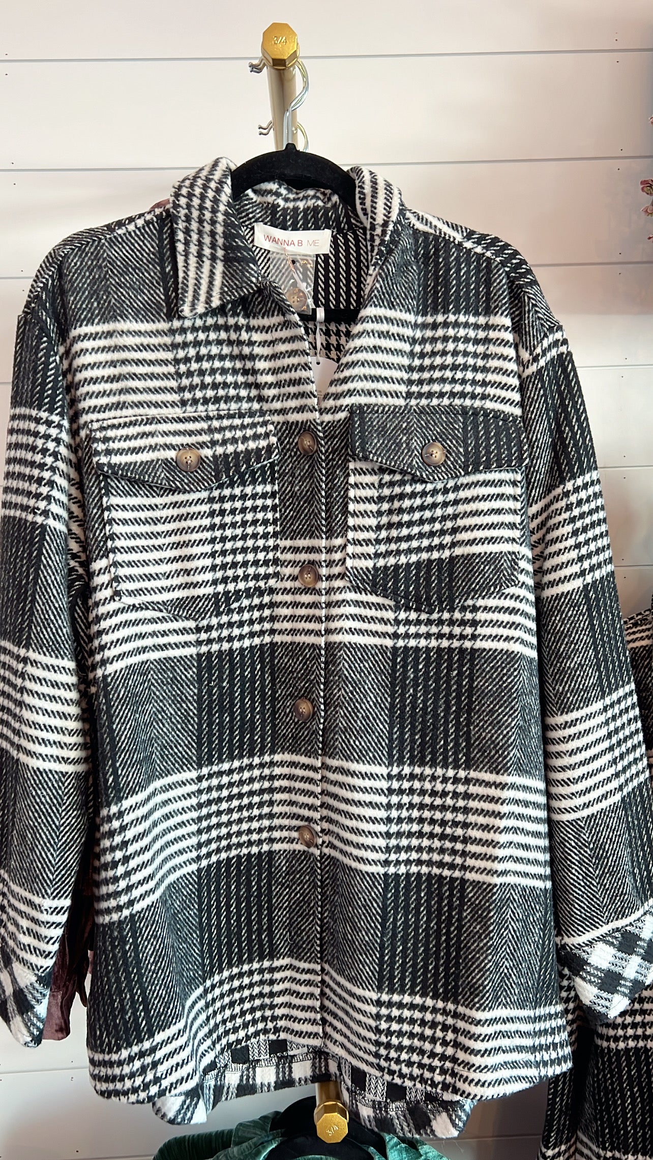 Wanna B Multi Color Black/White Plaid Shacket