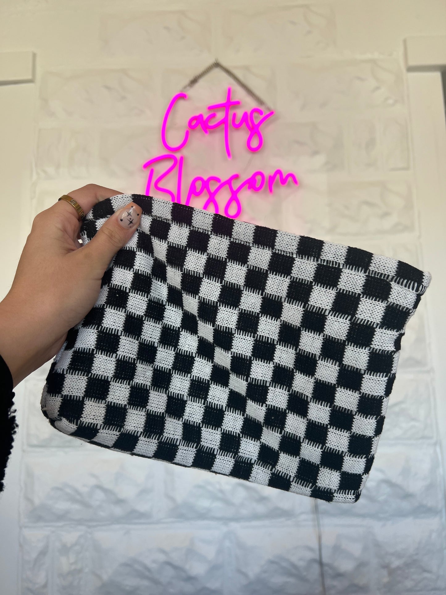 Checkered Cosmetic Bag