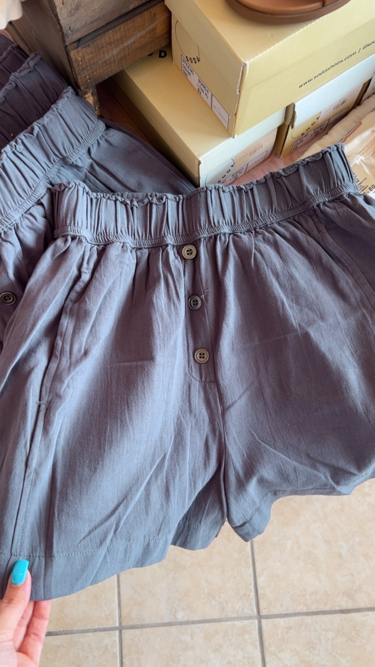 Washed Pull-On Boxer Shorts