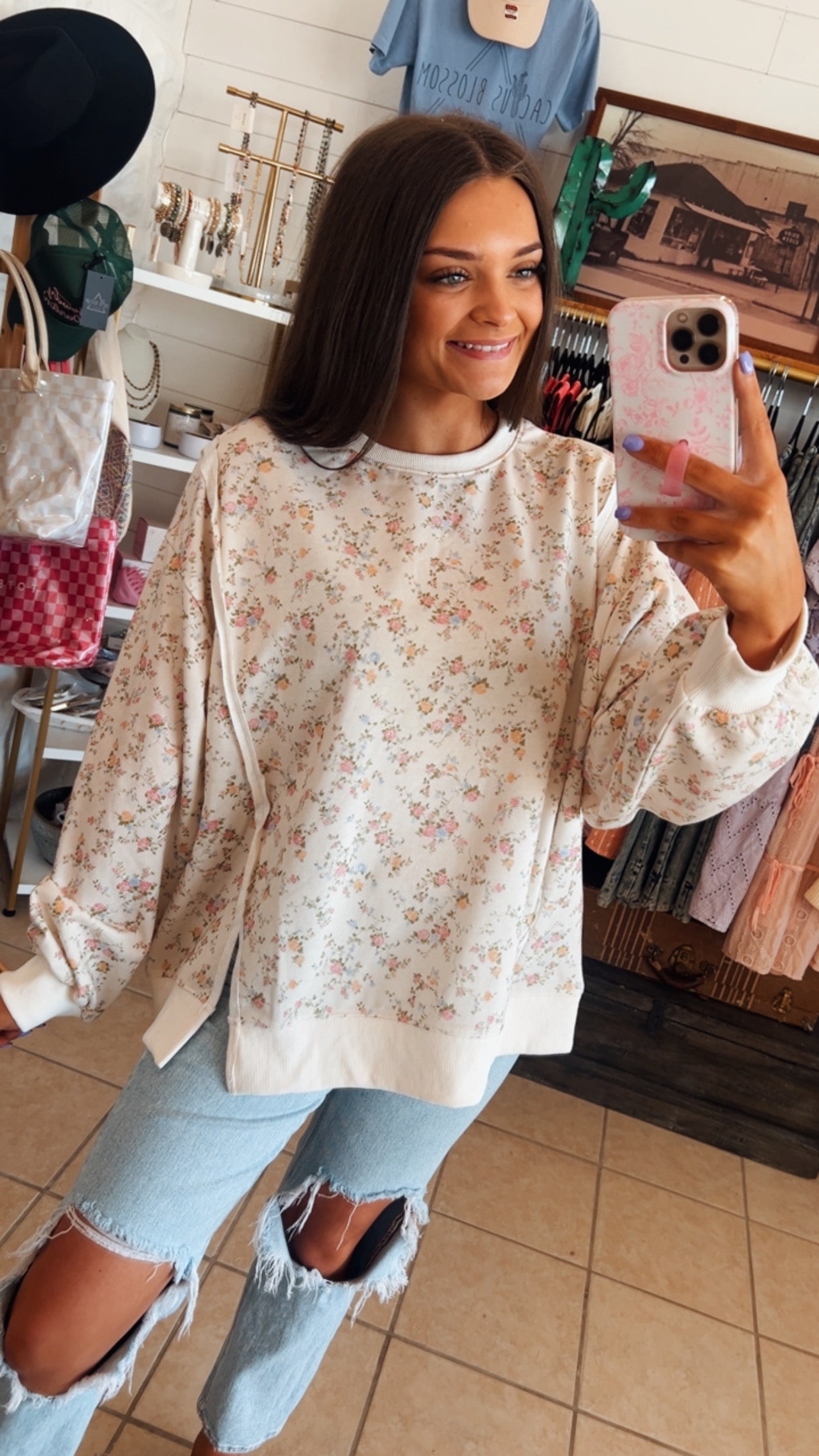 Floral Print Relaxed Sweatshirt