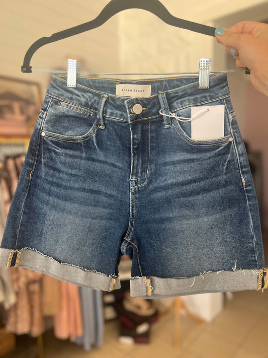 Risen High Rise Dark Cuffed Shorts