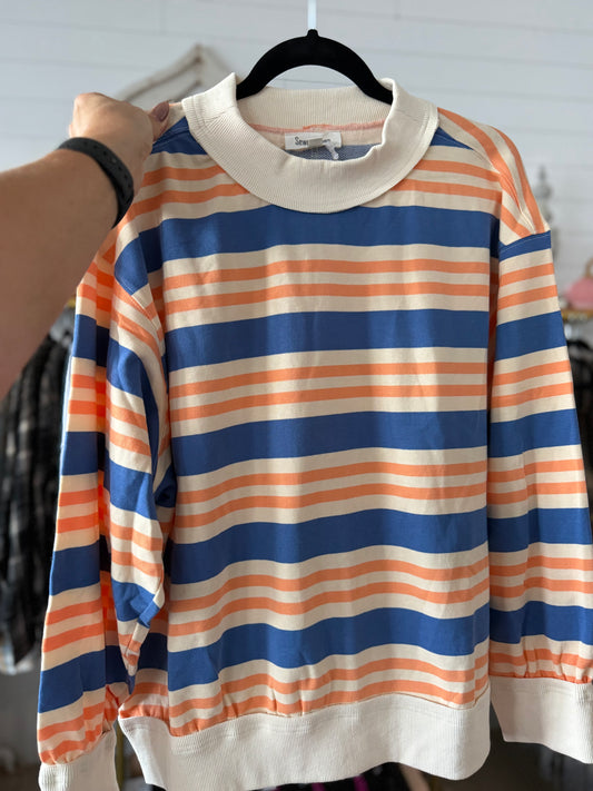 Oversized Terry Striped Sweatshirt