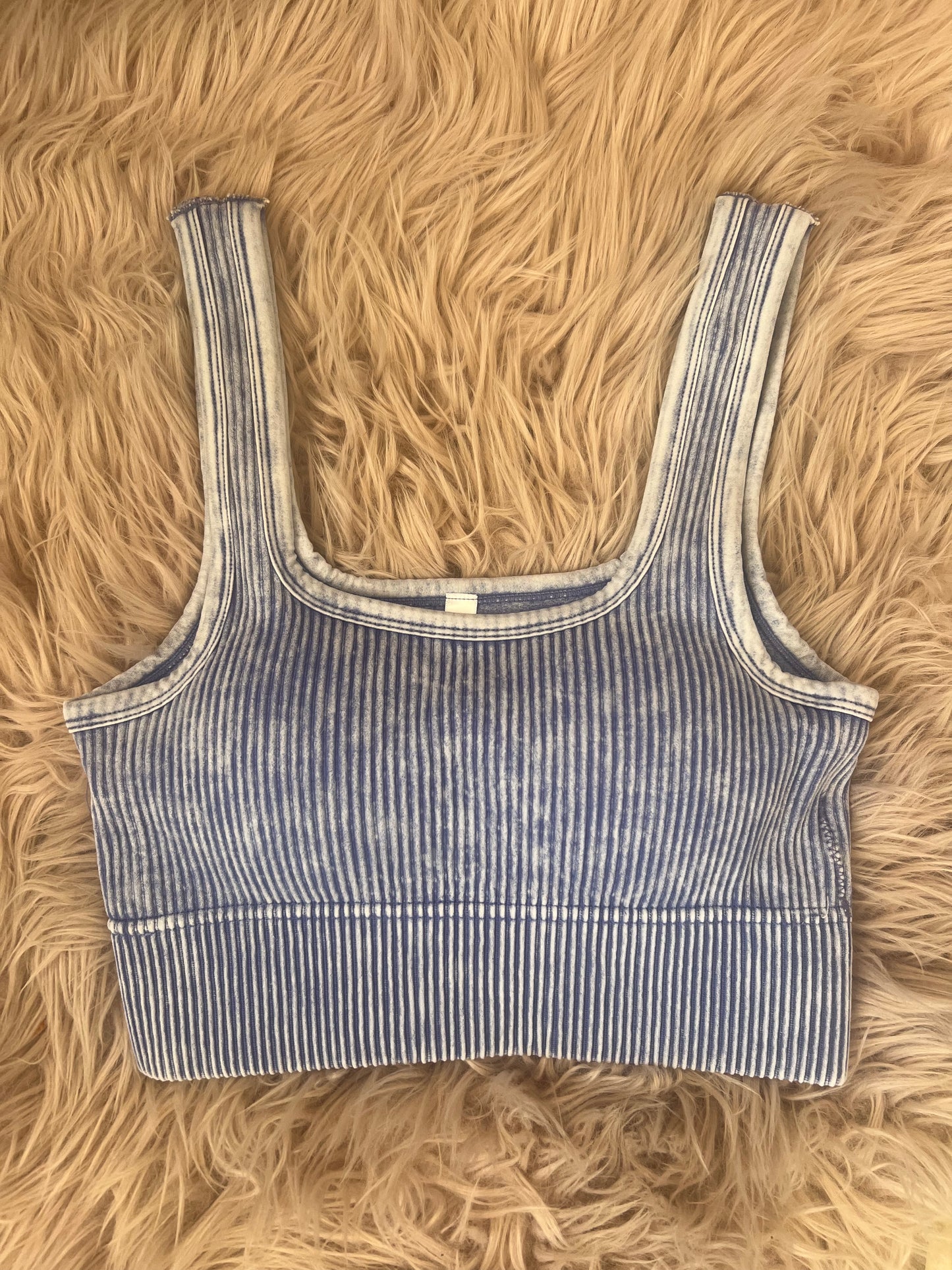 Zenana Washed Ribbed Square Neck Bralette