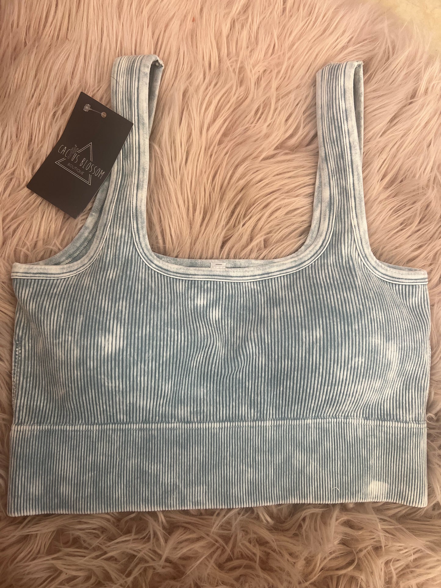 Zenana Washed Ribbed Square Neck Bralette