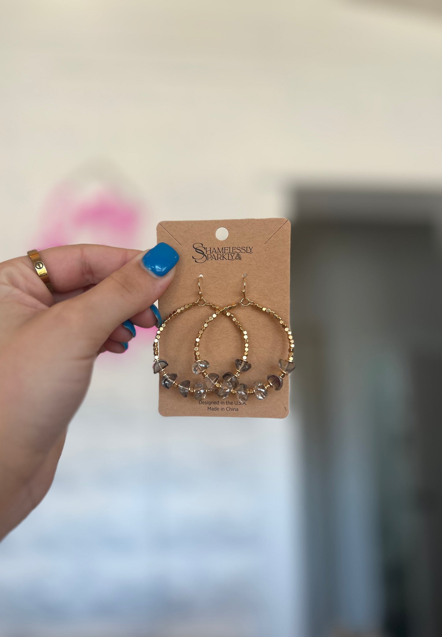 Glass Crystal Beaded Drop Earrings