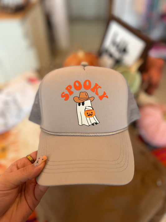 Spooky Ghost Halloween Trucker Hat