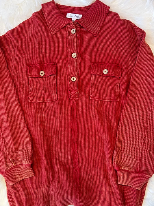 Mineral Wash Henley Pullover