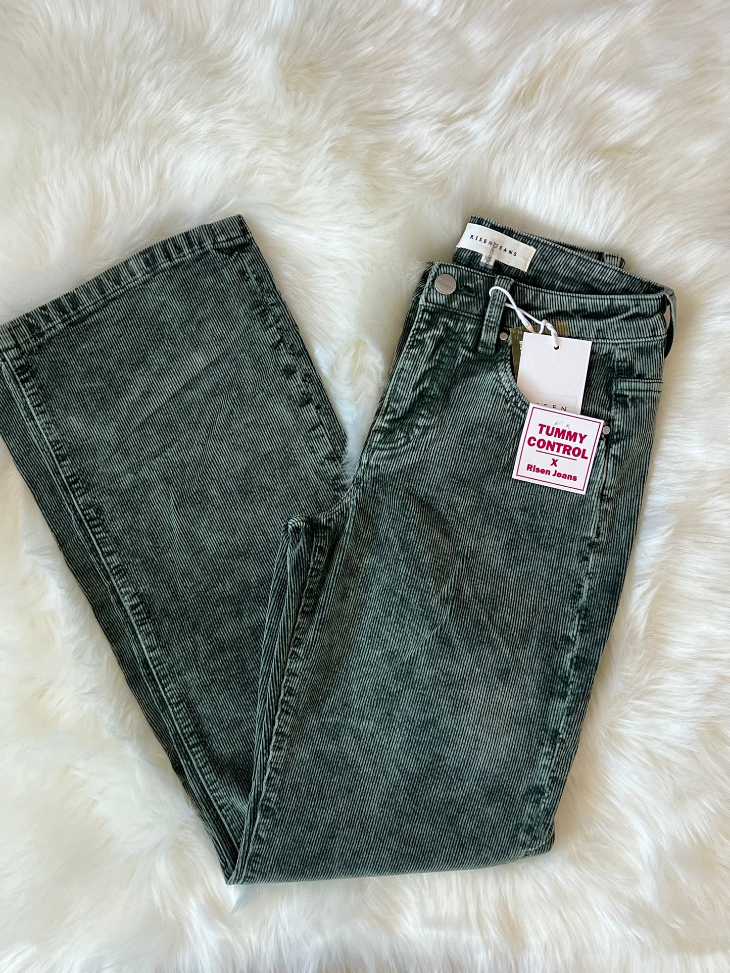 Tummy Control Straight Leg Corduroy Pants