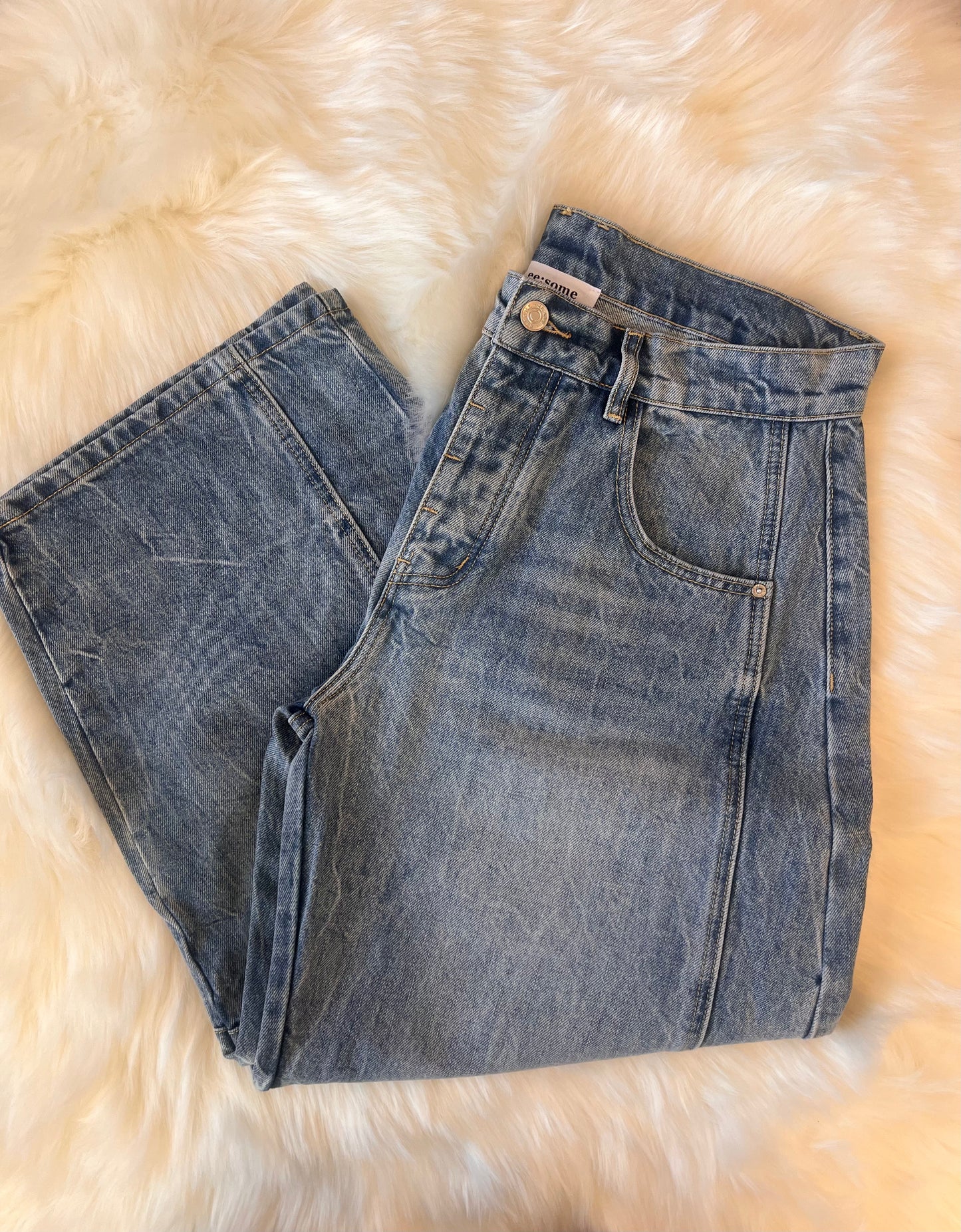 ee:some Mineral Washed Barrel Denim Pants