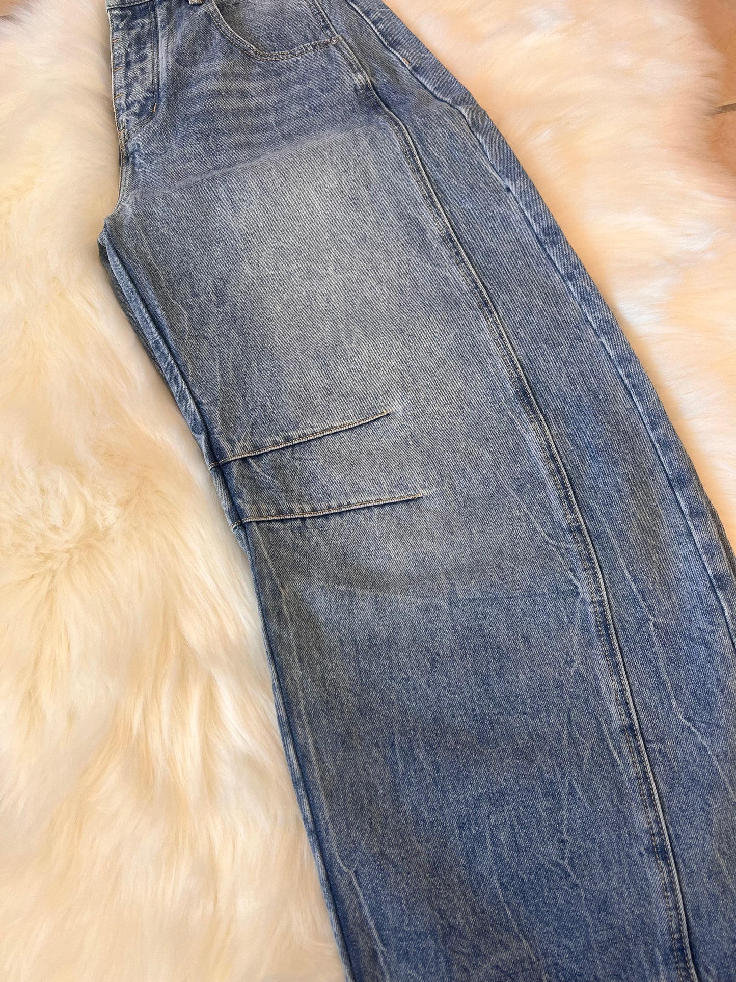 ee:some Mineral Washed Barrel Denim Pants