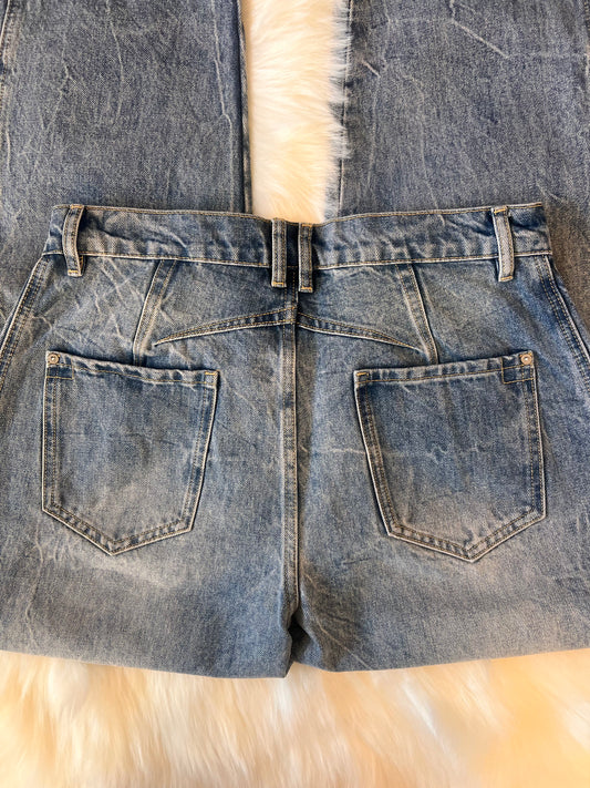 ee:some Mineral Washed Barrel Denim Pants