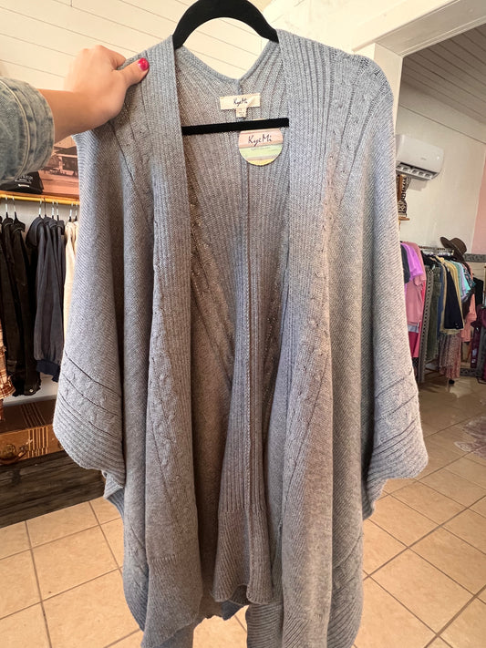 Lt Grey Poncho Knit Cardigan