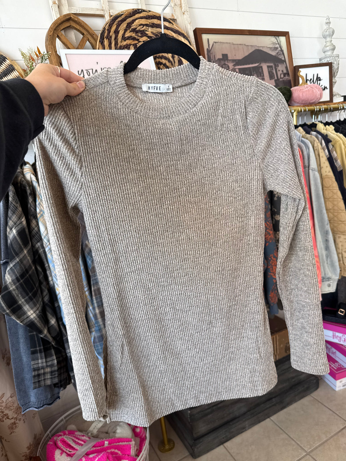 Ribbed Crew Neck Sweater