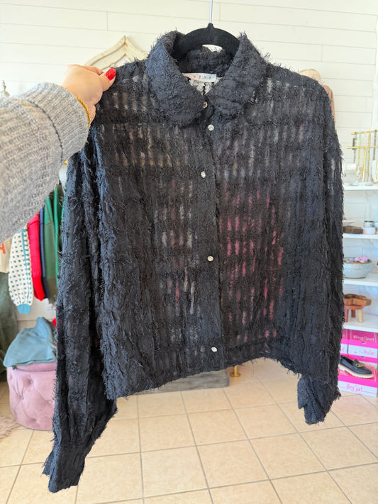 Fuzzy Button Down Blouse
